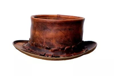 Leather Top Hat El Dorado Top Hat With Vintage Stylish Band Hat Biker Top Hat • $34.19