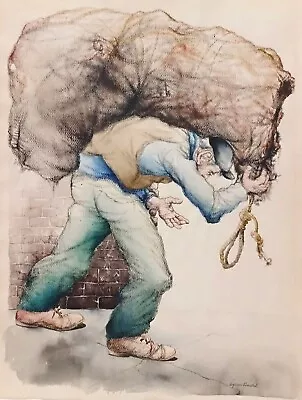 $499.99 • Buy LISTED AMERICAN SEYMOUR ROSENTHAL Sd ORIGINAL WATERCOLOR MAN With BURLAP SACK