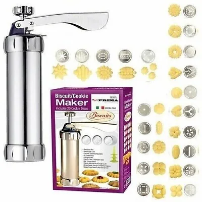 25pc Biscuit Maker Baking Cake Cutter Decorating Set Cookie Press Pump Machine • £10.87