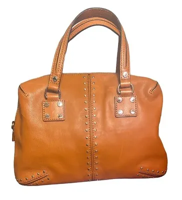 Michael Kors Uptown Satchel Tote Bag Brown Studded Leather • $100