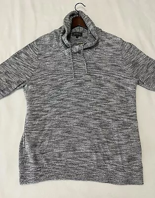 Express Mens Sweater Size L Funnel Neck Grey Drawstring Pullover • $12