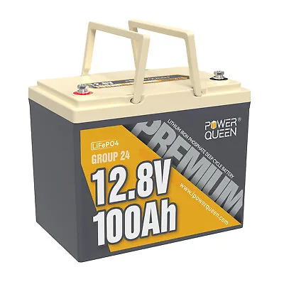 Power Queen 12V 100Ah Premium LiFePO4 Lithium Battery Fits Group 24 Battery Box • $207.99