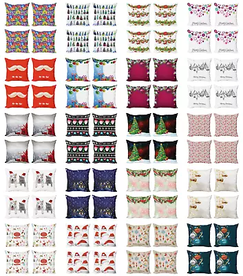 Ambesonne Happy Xmas Cushion Cover Set Of 4 For Couch And Bed In 4 Sizes • $23.99