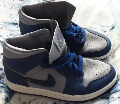 £49.99 • Buy Nike Air Jordans High Tops Size 5 Blue And Grey Only Worn A Few Times