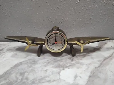 Vintage 1983 Shannon Sarsaparilla Solid Brass Airplane Propeller Desk Clock • $67.44