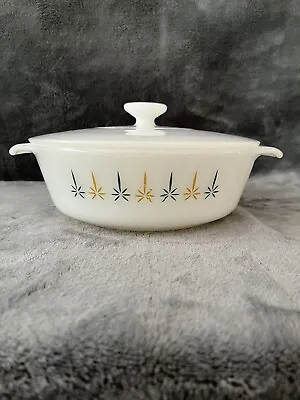 FIRE KING 1 Quart Candle Glow Casserole Dish With Lid Milk Glass Anchor Hocking • $17