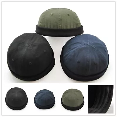 Men Retro Urban Unique Street Docker Hat Brimless Skull Cap Sailor Cap Beanie • $14.09