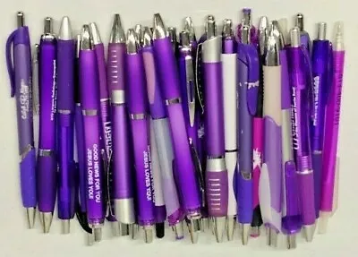 30ct Mixed Lot Misprint Retractable Click Pens: PURPLE / VIOLET / LAVENDER • $11.99