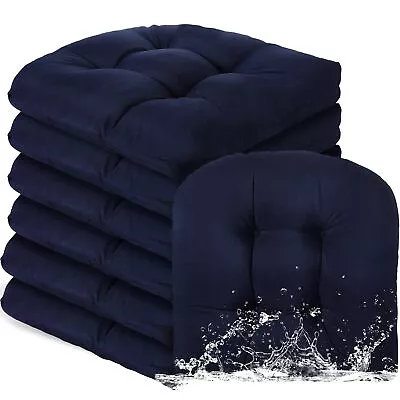 Outdoor Chair Cushions Set Of 6 Waterproof Sun Protection Square Tufted Seat ... • $91.25