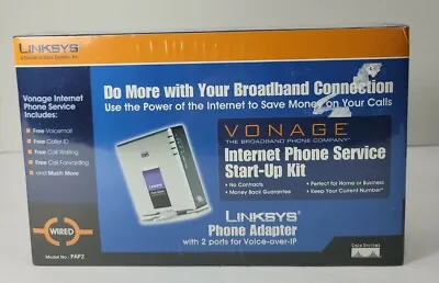 $22 • Buy New Linksys PAP2 Vonage Internet Phone Service Start-up Kit Voice-Over-IP