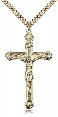 Gold Filled Crucifix Pendant For Men On 24 Chain - 30 Day Money Back Guarantee • $263.25