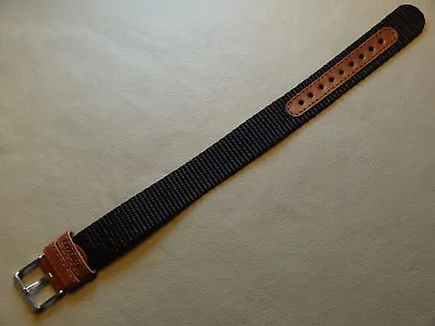 New Mens ONE PIECE Nylon 18mm Timex Expedition Camper Watch Band Black W/Brown • $9.99