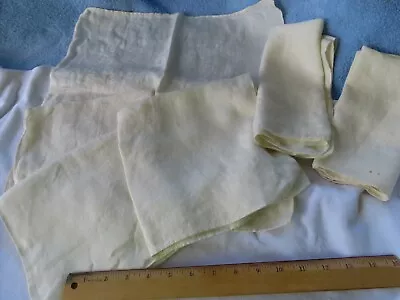 6 Older Vintage White Linen 17  Napkins Scroll/Flower Pattern • $9