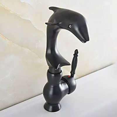 Black Oil Rubbed Brass Dolphin Shape Bathroom Kitchen Bar Sink Faucet Tap Ssf844 • $65.99