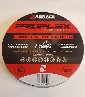  Abracs Proflex Extra Thin. 4-1/2  115mm X 1mm. CUTTING DISCS. 22.23mm • £12.48