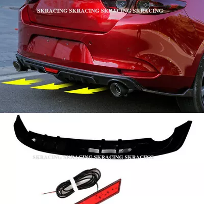 Gloss Black V-Style Rear Bumper Diffuser Lip For 2019-2021 Mazda 3 Sedan • $245.66