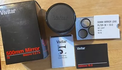 VIVITAR 500MM F/8 MULTICOATED MIRROR LENS **1:2.7 X MACRO**  Camera Lens • $59.99