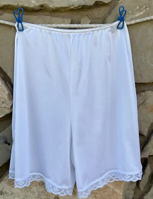 Vintage FRUIT OF THE LOOM Slip Pettipants Culottes Bloomers S White Lace Trim • $22.99