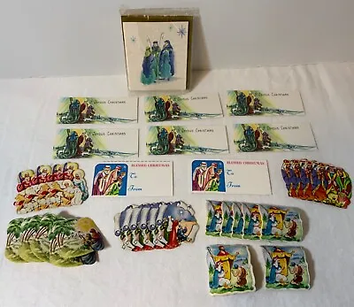$9.99 • Buy VTG Religious Christmas Gummed Seals & Tags Lot (57) 3 Wisemen Nativity Jesus