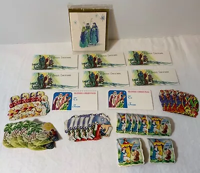 VTG Religious Christmas Gummed Seals & Tags Lot (57) 3 Wisemen Nativity Jesus • $9.99