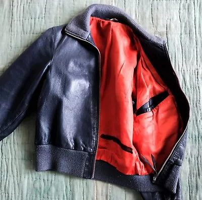 Vintage Distressed Black Flight Letterman Varisty Bomber Aviator Military Jacket • $169.99