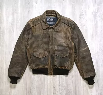 Vintage Schott Leather Bomber Flight 85 19 - MS Jacket Size 46 Lambskin Aviator  • $199.99