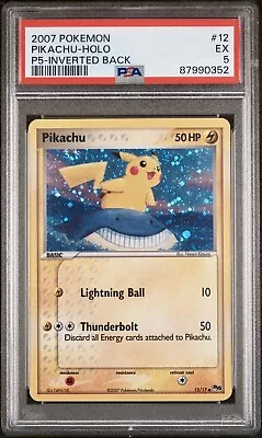 *MISPRINT* 2007 Pokemon PIKACHU Holo Pop Series 5 PSA 5 Inverted Back Error #12 • $75