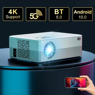 4K 1080P 5G WiFi Bluetooth Android Video Projector HDMI/USB/AUX/Cellphone/PC/PS4 • $94.04