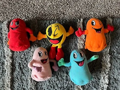 COMPLETE SET OF 5 Vintage Winking PAC-MAN Plush Ghost BLINKY PINKY Namco Rare 5  • $119.99