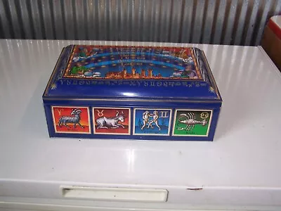 Vintage E. OTTO SCHMIDT LEBKUCHIN Tin Box 12 Zodiacs Signs Astrology Horoscope • $50