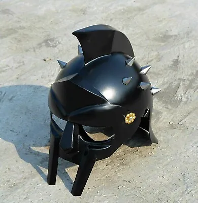 Medieval Black Functional Helmet Of The Spaniard Maximus Roman Gladiator Armor • $91.08