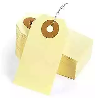  Blank Shipping Tags With Wire 100 PCS 2 3/4 X 1 3/8 Inches Manila Yellow 100 • $17.05