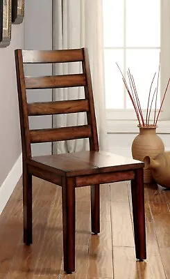 Dining Room Furniture Set Of 2pc Side Chairs Slat Back Chairs Tobacco Oak Finish • $349.99