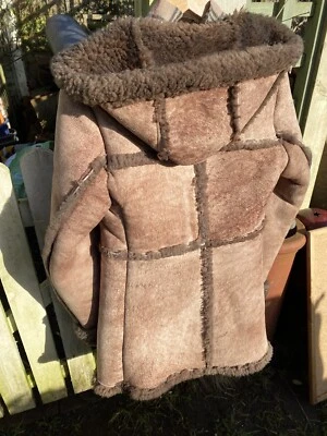 £99.99 • Buy Ladies Duffel Coat Hooded Real Sheepskin Shearling Small Medium Real Sheepskin