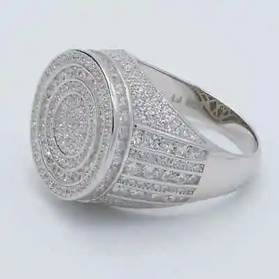 2 Ct Round Cut Simulated Diamond Chunky Rapper Ring 14K White Gold Plated Silver • $110
