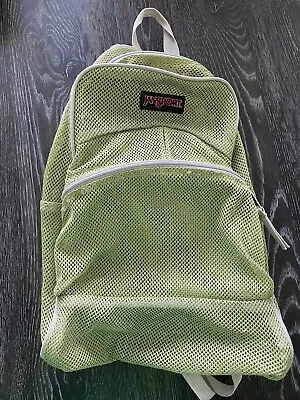 Jansport Green Eco Mesh All Over See-Thru Backpack Bookbag School Gym CLEAN! • $19.99