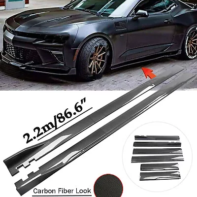 86.6“ Carbon Fiber Side Skirt Rocker Panel Splitter Lip For Ford Mustang+ • $79.99