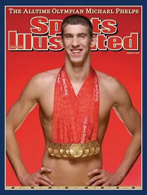 MICHAEL PHELPS 8 GOLD MEDALS! Sports Illustrated Olympic Swimming 18x24 POSTER • $29.99