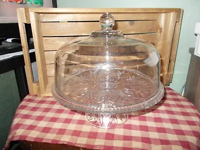 Vtg Beautiful Footed Cake Plate / Stand & Domed Lid ~ Made In USA • $49.99