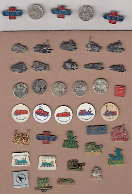 Vintage RAILWAY Pin Badges 1960s Locomotive Train NS Der Adler Ferry Job Lot • £9.95