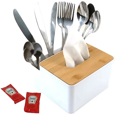 BBQ NAPKIN HOLDER & CUTLERY ORGANISER Serviette Condiments Straws Toothpicks UK • £8