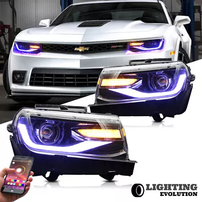 For 2014 2015 Chevy Chevrolet Camaro RGB LED Projector Headlights Sequential • $549.99