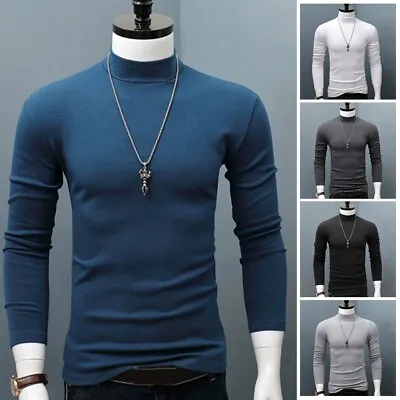 $14.14 • Buy Mens Long Sleeve T-Shirt Thermal High Neck Warm Knit Winter Outdoor Hot Sale