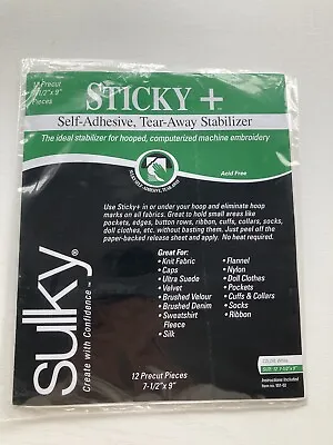 SULKY Sticky+ Self-Adhesive Tear-Away Stabilizer For Machine Embroidery 7.5x9  • $3.99