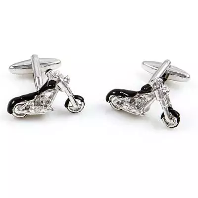 Motorcycle Chopper Pair Cufflinks Wedding Dad Fancy Gift Box & Polishing Cloth • $17.97