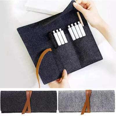 Canvas Pencil Case Drawing Arts Craft Paint Brush Storage Roll Up Soft Organizer • $11.56