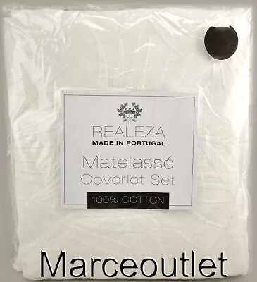 Realeza Made In Portugal Ella Matelasse FULL / QUEEN Coverlet & Shams Set White • $33