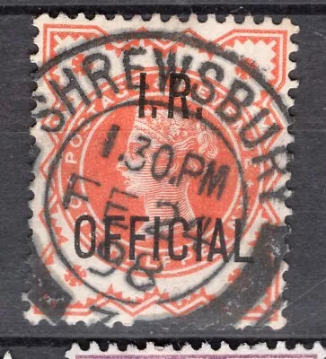 GB QV 1/2d Vermilion With Shrewsbury 1898 Postmark I. R. Official • £1.50