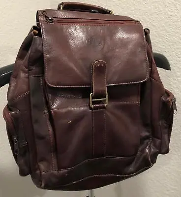 Vintage LORD JIM Dark Brown Leather Backpack • $9.99