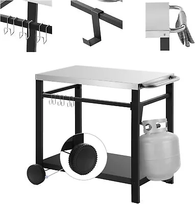 $99.89 • Buy Outdoor Prep Cart Dining Table Patio Movable Grill BBQ Cart Stainless Steel US